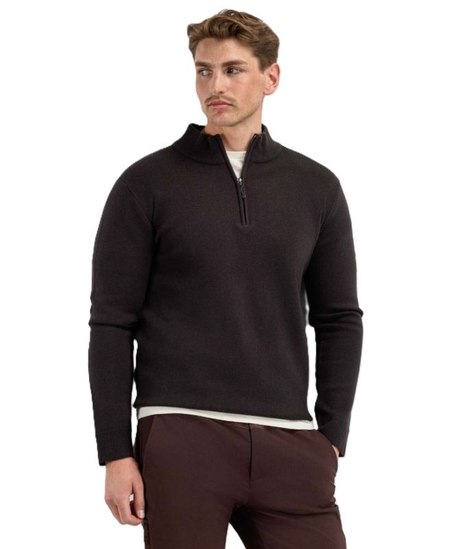 Tydal Knitted Sweater 1/2 Zip Dark Brown