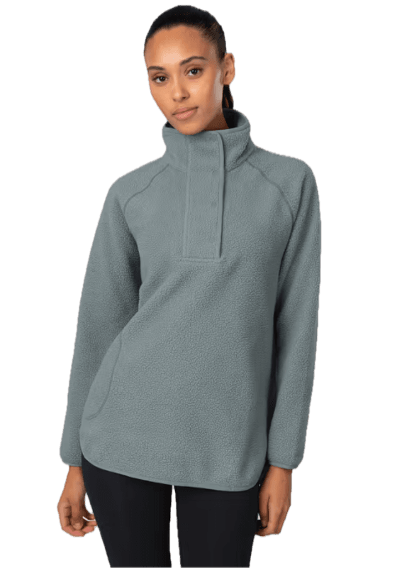 Fusion Pile Oversized Henley Green / Blue