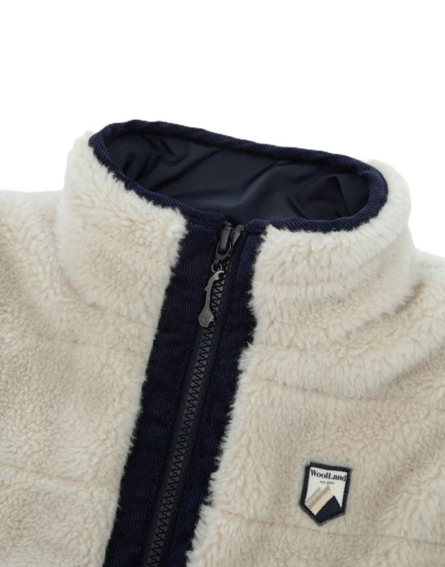 Nusfjord Fleece Vest Kids Beige and Blue Ink